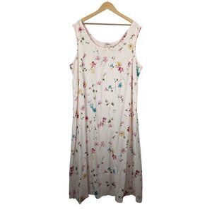 VTG Sostanza Floral plaid cottage core midi dress 90s pink sz 22w‎